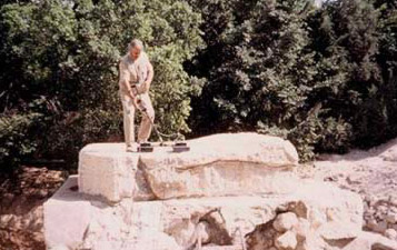German Professor  Forkman on top of the Alabaster tomb in Alexandria