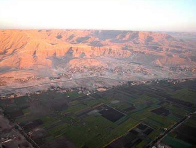 High up over the West Bank at Luxor, Egypt