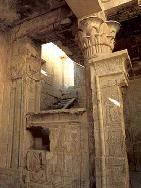 Interior of the Temple of Hathor at Deir el-Medina, a local shtrine