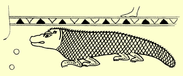 A drawing of the crocodile depicted in the Tomb of the Crocodile in the Siwa Oasis of Egypt