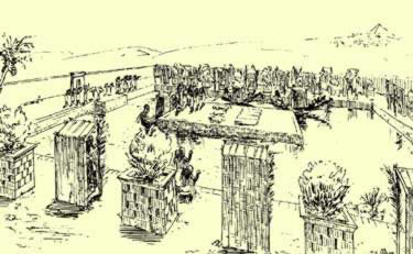 A perspective of a funerary garden after its representation in a Mumphite tomb