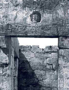 The lentil of the doorway leading into the inner chambers of the temple
