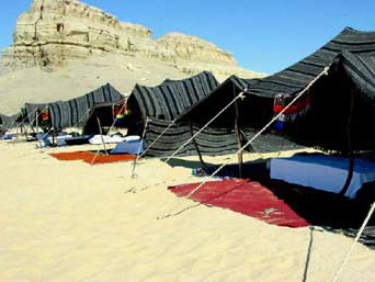 A view of tourist camping sites provided by the desert bedouins.